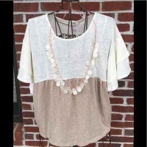 BOUTIQUE UMGEE COLORBLOCK/ANIMAL PRINT TOP